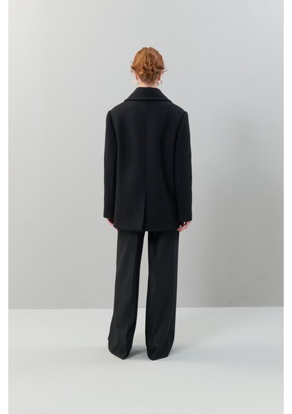 Kaşmir ve Yün Karışımlı Kruvaze Kaban Siyah K2519008_001 fiyatları