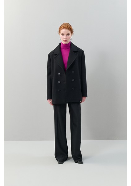 Kaşmir ve Yün Karışımlı Kruvaze Kaban Siyah K2519008_001 modelleri