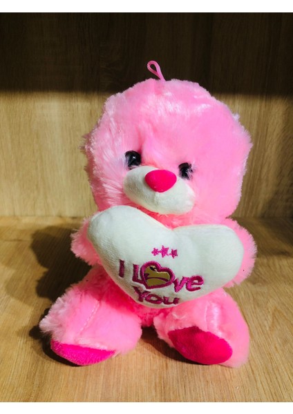 Peluş Ayı Seni Seviyorum Yazılı I Love You Pembe