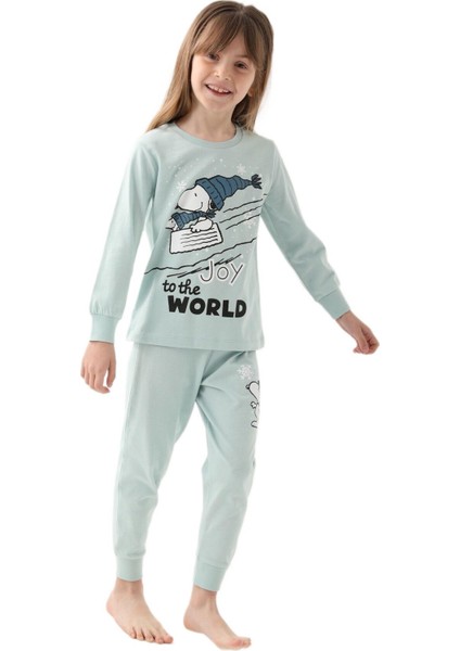 Snoopy Kız Çocuk Yeşil Pijama Takımı 1613