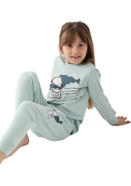 Snoopy Kız Çocuk Yeşil Pijama Takımı 1613 modelleri
