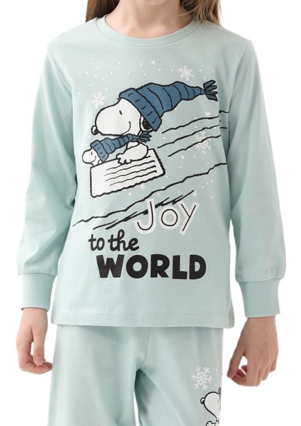 Snoopy Kız Çocuk Yeşil Pijama Takımı 1613 fırsatları
