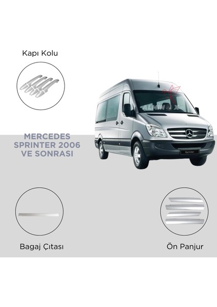 Aksesuar Mercedes Sprınter 2006 ve Sonrası Set Kapı Kolu- Bagaj Çıtası-Ön Panjur