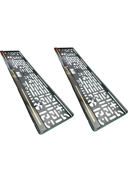 2 Adet Plastik Tuning Yazılı Plaka Altlığı Geçme Plakalık 53CMX13CM Standart Uzun Tip