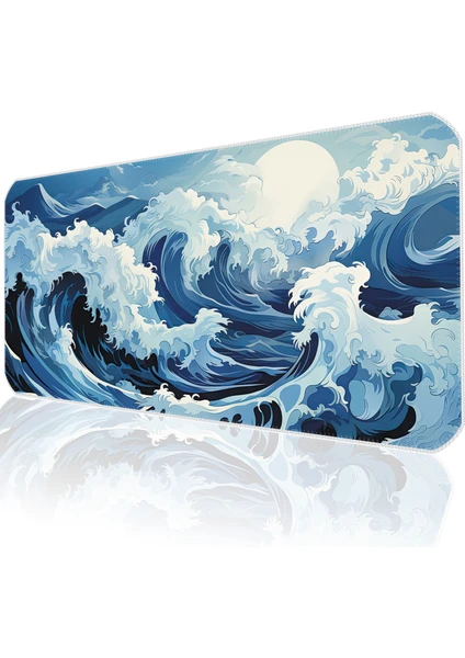 70X30 Ocean Storm Ilyuka MP147030 Büyük Boy Xl Gaming Mousepad Dikişli Kenar Kaymaz Taban 70X30CM