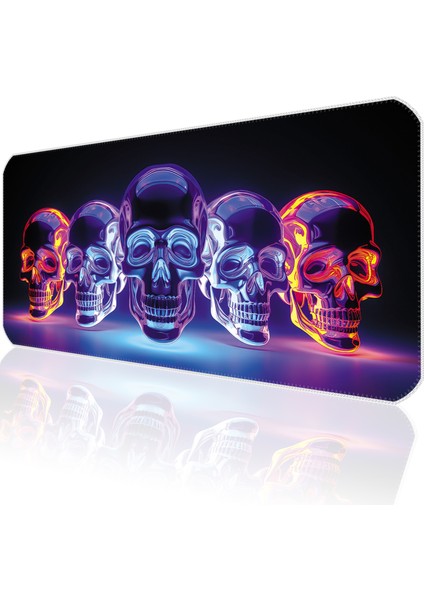 70X30 Bright Skull Ilyuka MP207030 Büyük Boy Xl Gaming Mousepad Dikişli Kenar Kaymaz Taban 70X30CM