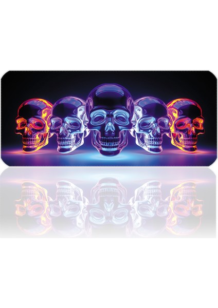 70X30 Bright Skull Ilyuka MP207030 Büyük Boy Xl Gaming Mousepad Dikişli Kenar Kaymaz Taban 70X30CM