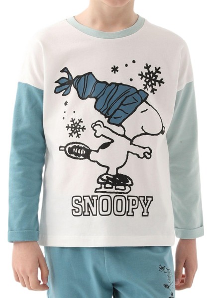 Snoopy Kız Çocuk Krem Pijama Takımı 1615