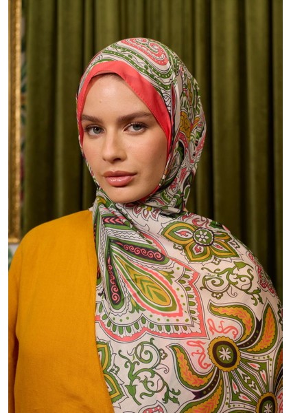 Ipekhan Soft Pamuk Şal 3048-07 Nar Çiçeği Yeşil