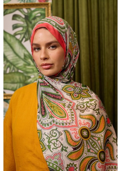 Ipekhan Soft Pamuk Şal 3048-07 Nar Çiçeği Yeşil