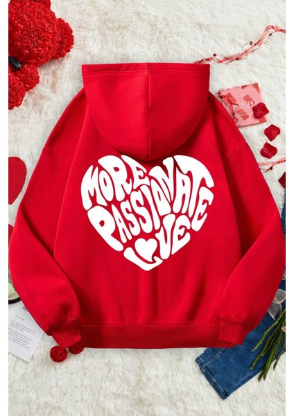 More Love Baskılı Pamuklu Oversize Sweatshirt