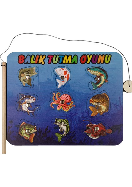 Eğitici Mıknatıslı Ahşap Mdf Balık Tutma Oyunu Çocuk Puzzle Yapboz 1
