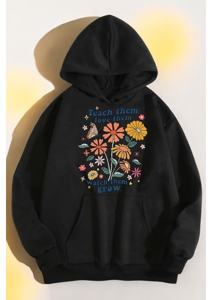 Flowers Baskılı Oversize Sweatshirt