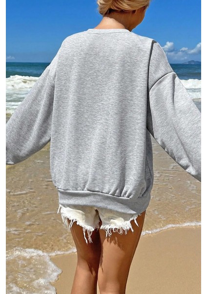 Uygun Tarz America Baskılı Pamuklu Oversize Sweatshirt fırsatları