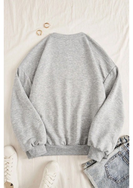 Uygun Tarz America Baskılı Pamuklu Oversize Sweatshirt indirimleri