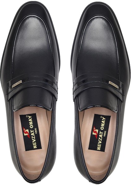 Siyah Klasik Loafer Kösele Erkek Ayakkabı -31571-