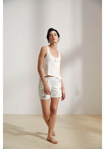 Kadın Pamuklu Patlı Atlet Şortlu Pijama Takımı fiyatları