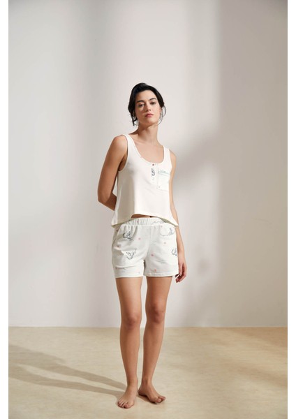 Kadın Pamuklu Patlı Atlet Şortlu Pijama Takımı indirimleri