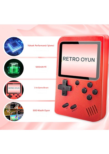 Retro Gameboy Oyun Konsolu Mini Atari 2 Oyunculu Çocuklar, Yetişkinler Için Kırmızı fiyatları