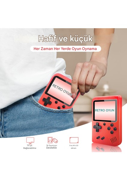 Retro Gameboy Oyun Konsolu Mini Atari 2 Oyunculu Çocuklar, Yetişkinler Için Kırmızı fırsatları