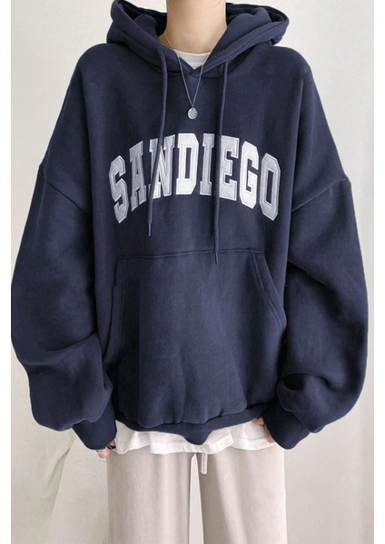 Uygun Tarz Sandiego Baskılı Oversize Sweatshirt