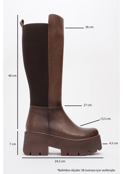 Solo Kahve Cilt Lastikli Kadın Platform Topuklu Çizme fırsatları