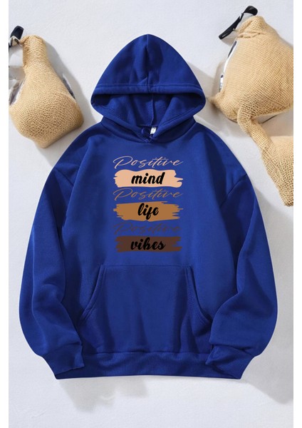 Mind Life Vibes Baskılı Oversize Sweatshirt