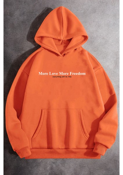 Uygun Tarz More Love Baskılı Oversize Sweatshirt