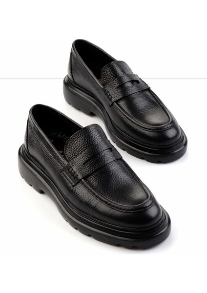 Siyah Floter Deri Erkek Loafer Ayakkabı E01054195440