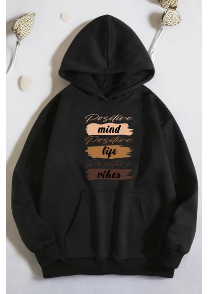 Mind Life Vibes Baskılı Oversize Sweatshirt