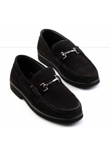 Siyah Nubuk Deri Erkek Loafer Ayakkabı E01194031501