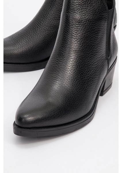 Dovena Siyah Floter Deri Lastikli Kadın Topuklu Bot modelleri