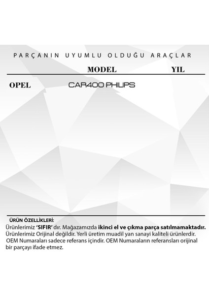 Opel Phılıps CAR400 Için Radyo Düğmesi fiyatları