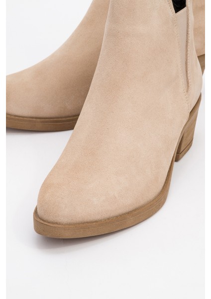 Dovena Bej Süet Deri Lastikli Kadın Topuklu Bot modelleri