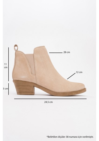 Dovena Bej Süet Deri Lastikli Kadın Topuklu Bot fırsatları