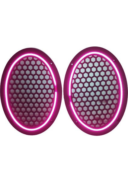 Damla Oval Neon LED Işıklı Midrange Hoparlör Kapağı Mor