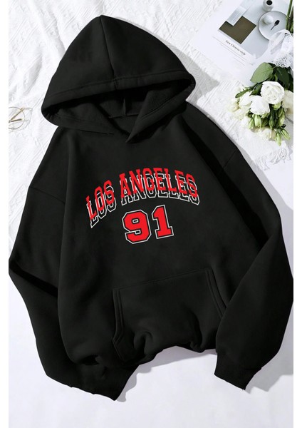 Los Angles Baskılı Oversize Sweatshirt