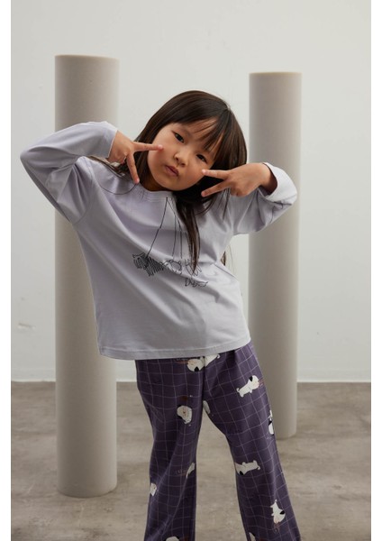 Kız Çocuk Pamuklu Uzun Kollu Pijama Takımı