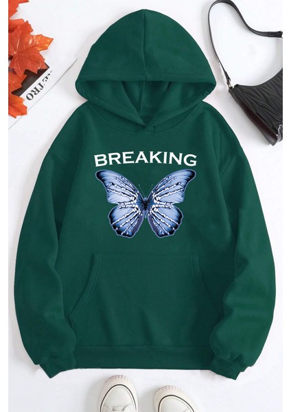 Uygun Tarz Breaking Baskılı Oversize Sweatshirt