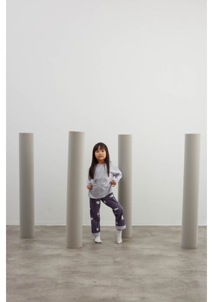 Kız Çocuk Pamuklu Uzun Kollu Pijama Takımı