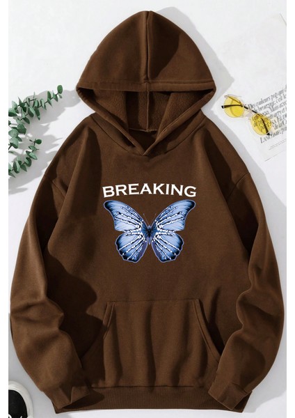 Uygun Tarz Breaking Baskılı Oversize Sweatshirt