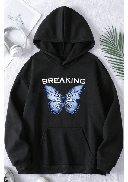 Breaking Baskılı Oversize Sweatshirt