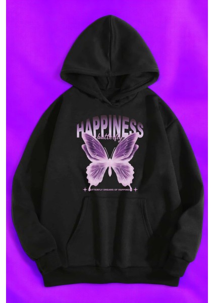 Happiness Baskılı Oversize Sweatshirt