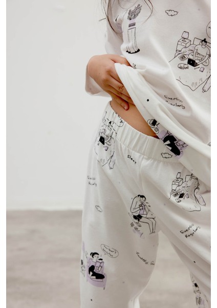 Kız Çocuk Pamuklu Uzun Kollu Pijama Takımı