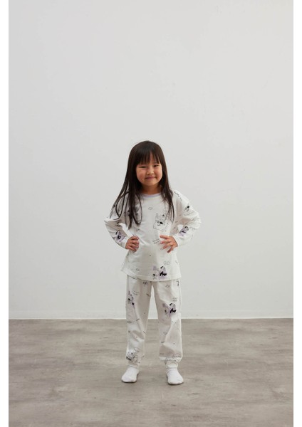 Kız Çocuk Pamuklu Uzun Kollu Pijama Takımı