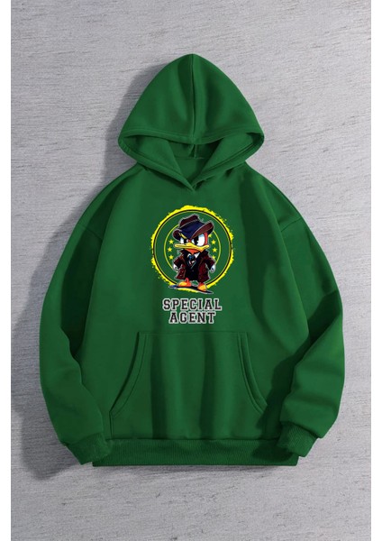 Uygun Tarz Special Agent Baskılı Oversize Sweatshirt