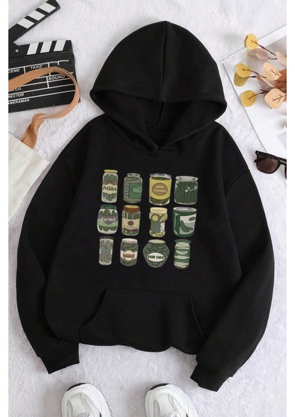 Turşu Baskılı Oversize Sweatshirt