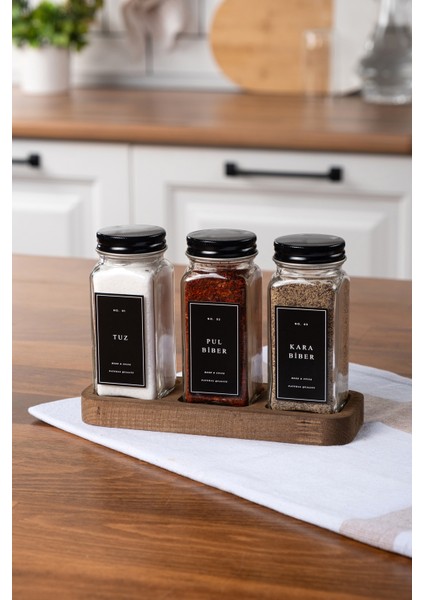 3'lü Ahşap Standlı Cam Baharatlık Seti Kapaklı Etiketli Baharatlık Takımı fiyatları
