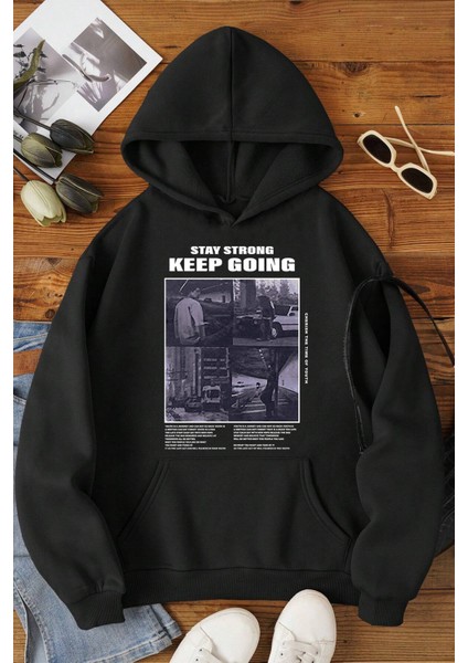 Keep Going Baskılı Oversize Sweatshirt