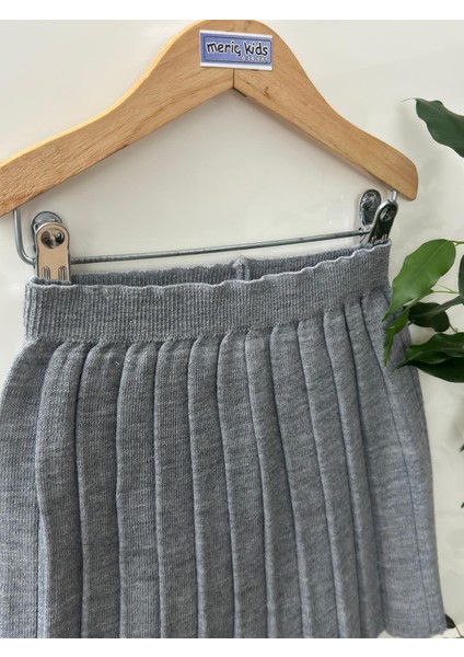 Kız Çocuk Beli Lastikli Pileli Triko Trend Etek modelleri